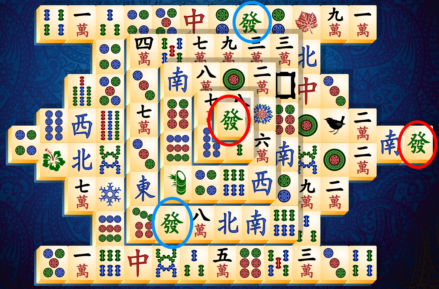 Mahjong Pasianssin tutoriaali, Vaihe 1